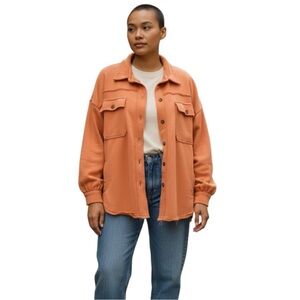 POL Orange Distressed Shacket Jacket Oversized Size M